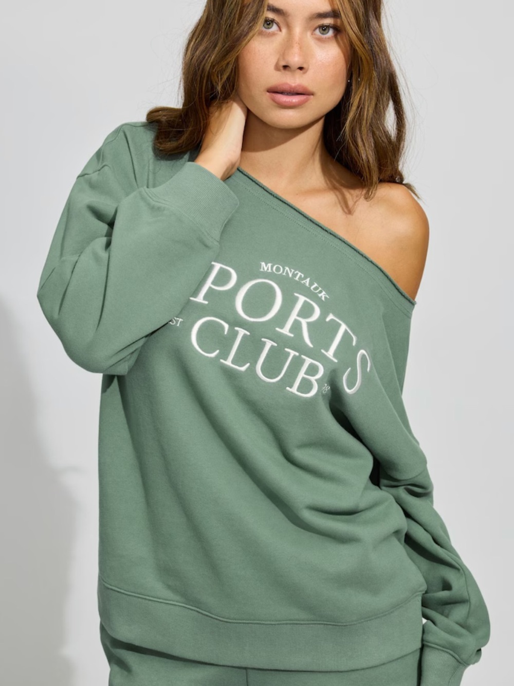 Garage Green Off Shoulder Sweater X-small Montauk Sports Club oversized